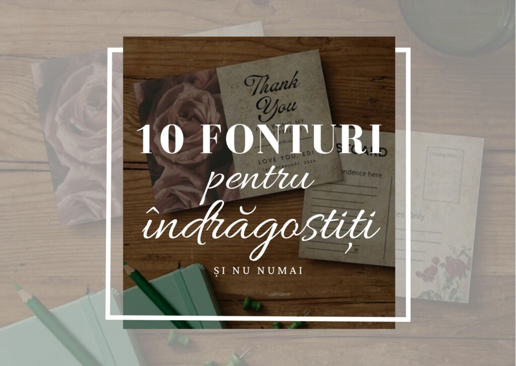 Felicitari de Valentine`s Day cu 10 fonturi cu diacritice