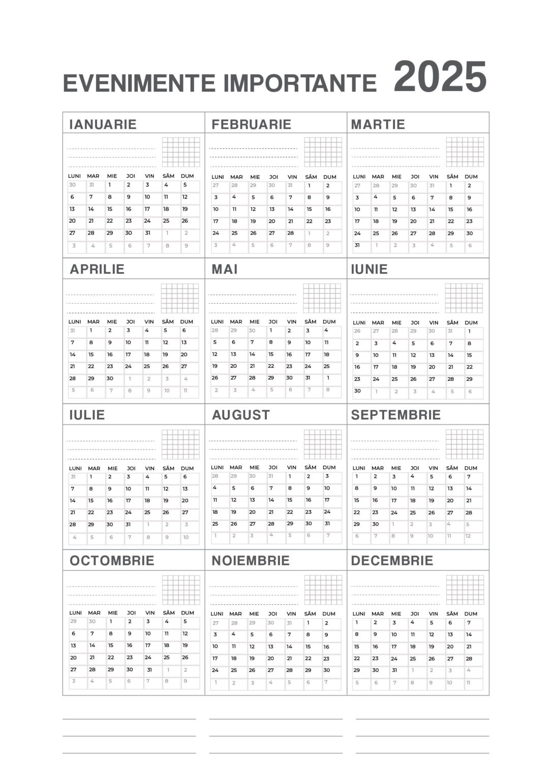 Calendar 2025 Zile libere în 2025, Calendar Lunar
