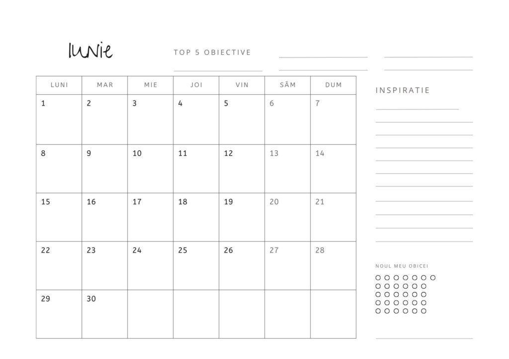 Calendar 2026 Iunie