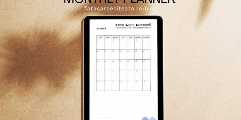Minimalist monthly planner - printer friendly - șablon de planificare lunară
