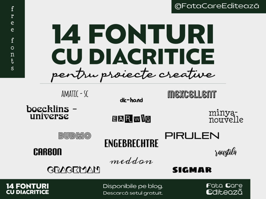 14 fonturi cu diacritice pentru proiecte creative