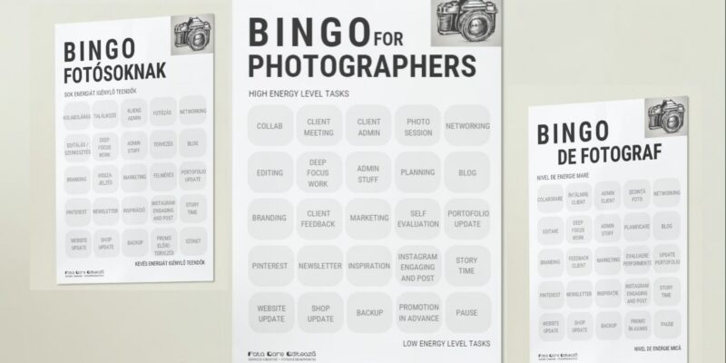 Bingo template for photographers - EN / RO / HU