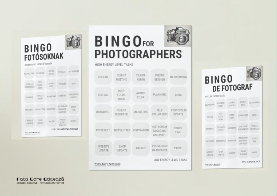 Bingo template for photographers - EN / RO / HU