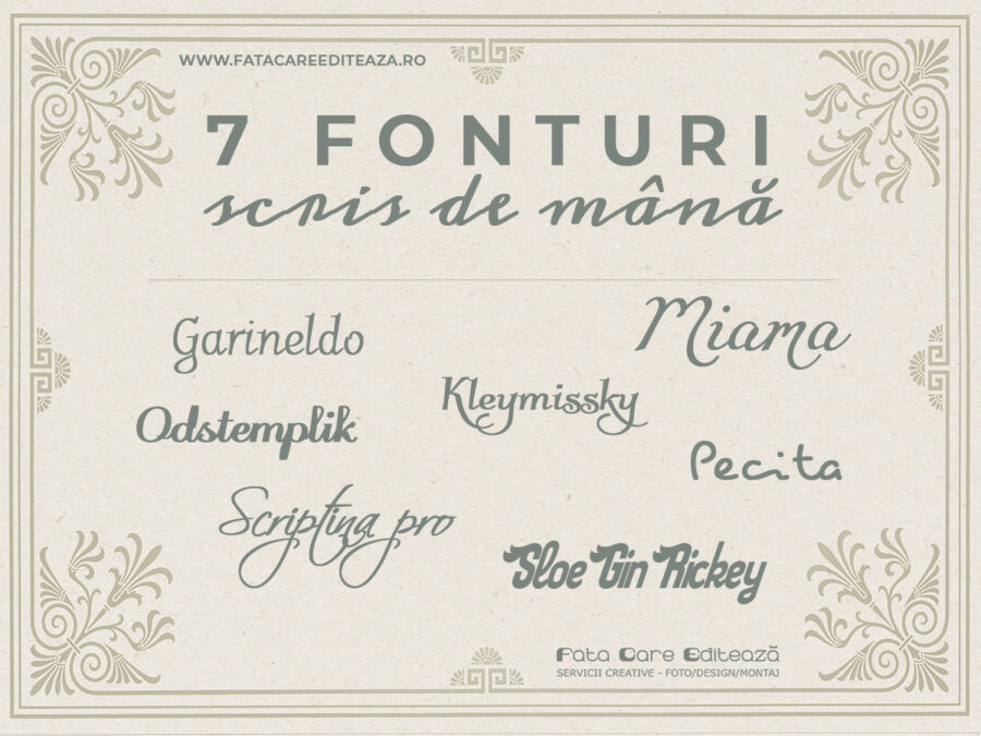 Fonturi scris de mână - cu diacritice românești