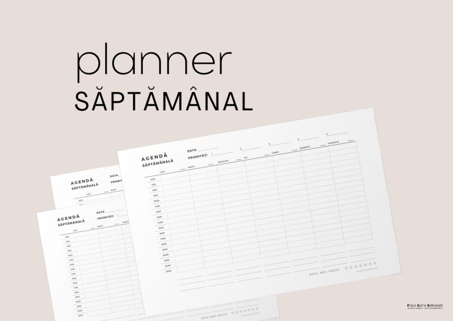Weekly planner - planner săptămânal - PDF imprimabil - 1 pagină
